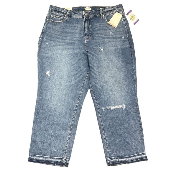 Wonderly  Womens 16R Curvy Vintage Straight Cropped Jeans High Rise Denim Slim - Picture 1 of 16